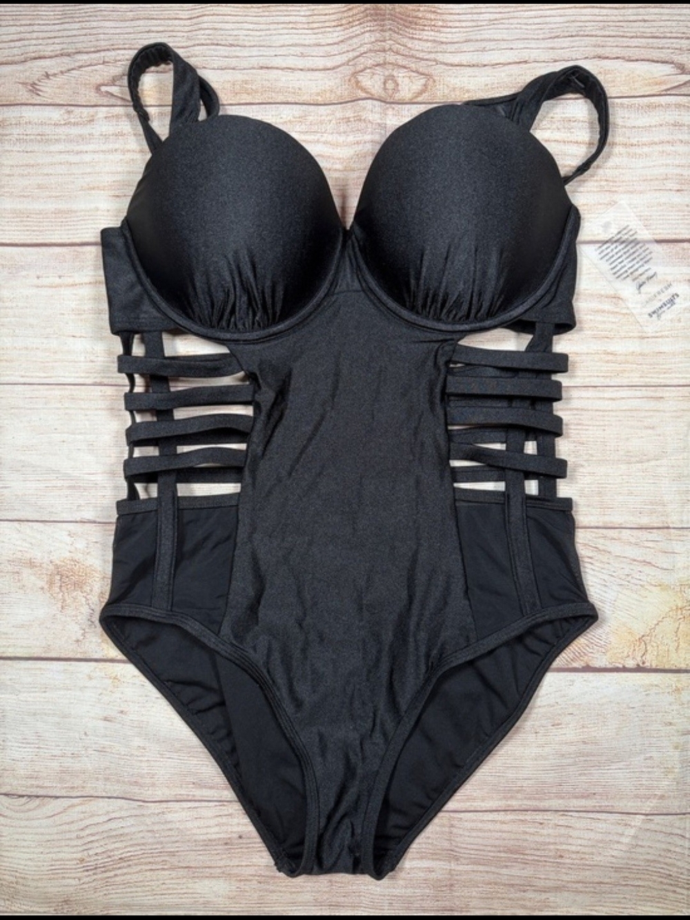 Swimsuits For All Black Strappy One-Piece Swimsuit